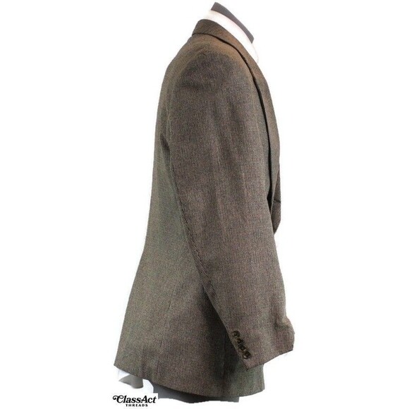 Chaps Ralph Lauren Blazer Mens Silk Blend Houndstooth Suit Jacket Sport Coat 42R - Picture 5 of 8
